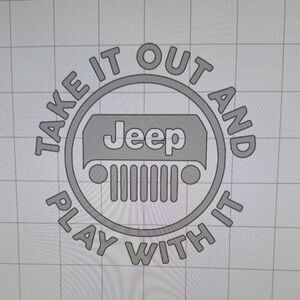 Jeep Gray Circular 'Take It Out And Play With It' Logo Decal 6 x 6 Jeep decal